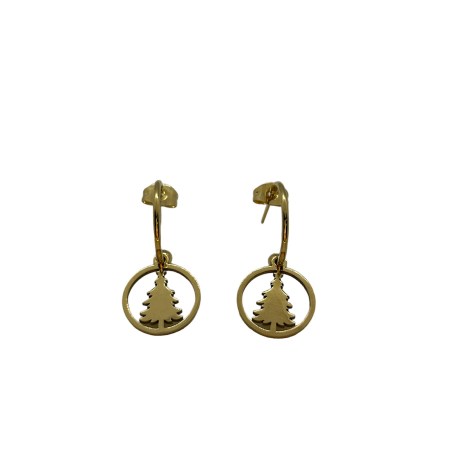 earrings steel gold tree